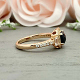2.2ct Engagement Ring Cushion Cut Black Diamond Halo 14k Yellow Gold Finish
