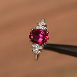 2.3ct Engagement Ring Oval Cut Pink Ruby Stylish Art Deco 14k White Gold Finish