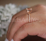 1ct Round Cut Simulated Morganite Minimal Engagement Ring 14k White Gold Plated