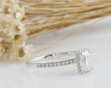 2ct Emerald Diamond Engagement Ring Halo 14k White Gold Finish with Round Accent