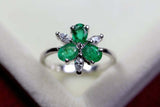 2.3ct Engagement Ring Oval Cut Emerald Stylish Partywear 14k White Gold Finish