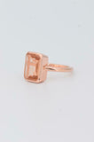 2ct Engagement Ring Emerald Cut Peach Morganite Solitaire 14k Rose Gold Finish