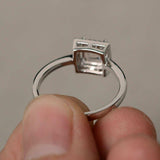 1.5ct Princess Cut Peach Morganite Engagement Ring 14k White Gold Over Solitaire