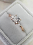 3ct Cushion Diamond Propose Trilogy Solitaire Engagement Ring 14k Rose Gold Over
