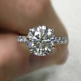 2Ct Round Cut Diamond Solitaire with Accents Engagement Ring 14K White Gold Over