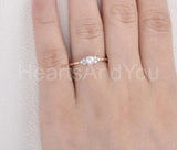 0.35ct Round Simulated Diamond Round Petite Pearl Ring 14k White Gold Plated