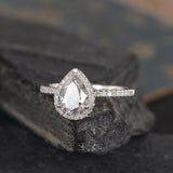 2ct Pear Cut VVS1 D Diamond Solitaire Engagement Ring 14k White Gold Finish