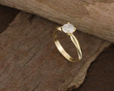 4 Prong Solitaire Engagement Ring 1ct Round Cut Diamond 14k Yellow Gold Finish