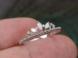 1.2ct Marquise Cut Diamond Engagement Ring Stackable Crown 14k White Gold Finish
