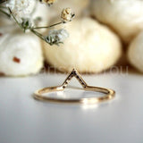 0.2ct Round Cut Moissanite V Shape Stackable Wedding Band 14K Yellow Gold Plated