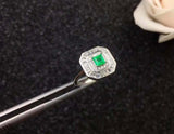2.3ct Engagement Ring Princess Cut Emerald Dual Halo Cluster 14k White Gold Over
