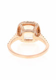 2ct Cushion Peach Morganite Engagement Ring Round Accent Halo 14k Rose Gold Over