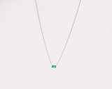 0.5ct Green Emerald Cut Pendant with Chain Solitaire Women 14k White Gold Finish