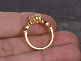 1.4ct Round Cut Diamond Accents Solitaire Engagement Ring 14k Yellow Gold Finish