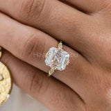 0.3ct Asscher Cut Simulated Diamond Antique-Inspired Ring 14k Yellow Gold Plated