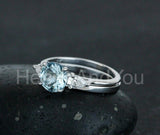 2.1ct Round Cut Simulated Aquamarine Three Stone Bridal Set 4k White Gold Plated