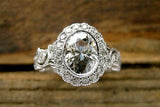 3Ct Oval Cut Diamond Milgrain Vintage Halo Engagement Ring 14K White Gold Finish