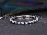 0.2ct Round Cut Simulated Blue Sapphire Half Eternity Band 14k White Gold Plated