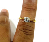0.3ct Round Moissanite 4 Prong Solitaire Engagement Ring 14k Yellow Gold Plated