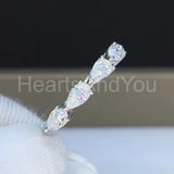 0.5ct Pear Simulated Diamond Half Eternity Wedding Band 14k White Gold Plated