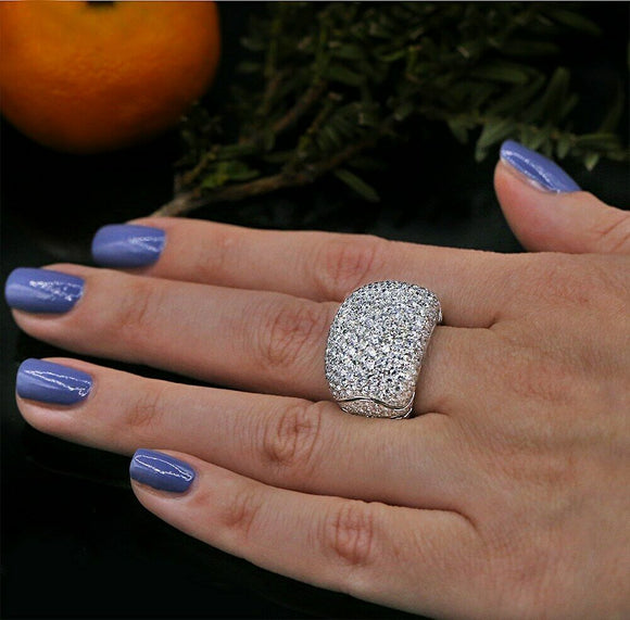 5.5ct Round Cut Diamond Engagement Ring 14k White Gold Finish Cocktail Design