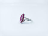 2.2ct Engagement Ring Pear Cut Pink Ruby Art Deco 14k White Gold Finish