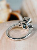 2.2ct Emerald Cut Simulated London Blue Topaz Trilogy Ring 14k White Gold Plated