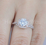 2.1ct Round Cut Moissanite Accented Halo Engagement Ring 14k Dual Gold Plated