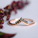 0.5ct Round Cut Simulated Black Diamond Curved Wedding Band 14K Rose Gold Plated