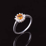 0.5ct Engagement Ring Round Cut Yellow Citrine Diamond Halo 14k WhiteGold Finish
