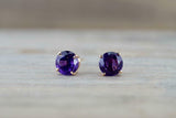 0.5ct Round Cut Purple Amethyst Solitaire Stud Earrings 14k Rose Gold Finish
