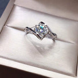 0.5ct Round Cut Moissanite Split Shank Engagement Ring 14k White Gold Plated