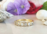 2ct Wedding Band Princess Cut Diamond Milgrain Stackable 14k Yellow Gold Finish