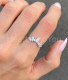 0.2ct Baguette Cut Simulated Diamond Curved Wedding Band 14k White Gold Plated