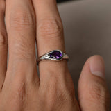 0.75ct Oval Cut Purple Amethyst Solitaire Engagement Ring 14k White Gold Finish