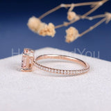 1ct Emerald Cut Simulated Morganite Solitaire Accents Ring 14k Rose Gold Plated