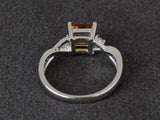 2ct Engagement Ring Asscher Cut Citrine Twisted Infinity 14k White Gold Finish