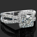 2.24ct Round Cut Diamond Engagement Ring Split Shank Halo 14k White Gold Finish