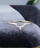 0.3ct Marquise Simulated Diamond Curved Minimalist Wedding Band 14k Gold Plated