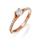 1.2ct Round Cut Diamond Engagement Ring Accents Solitaire 14k Rose Gold Finish