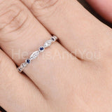 0.3ct Round Cut Simulated Sapphire Eternity Wedding Band 14k White Gold Plated