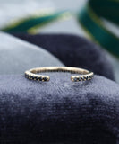 0.3ct Round Cut Simulated Black Diamond Open Cuff Wed Band 14k YellowGold Plated