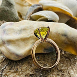 2.2ct Engagement Ring Round Cut Yellow Citrine Solitaire 14k Yellow Gold Finish