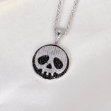 1ct Round Cut Moissanite Skull Design Pendant with Chain 14k White Gold Plated