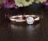 0.5ct Round Cut Moissanite Solitaire with Accents Women Ring 14k RoseGold Plated