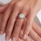 2.4ct Cushion Cut Simulated Diamond Halo Split Shank Ring 14k White Gold Plated