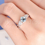 2.3ct Cushion Cut Simulated Blue Aquamarine Infinity Ring 14k White Gold Plated