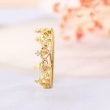 Milgrain Princess Crown Engagement Ring 0.2ct Round Diamond 14k Yellow Gold Over