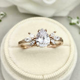 2ct Pear Cut Diamond Engagement Ring Marquise Leaf Accents 14k Yellow Gold Over