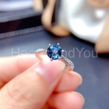 0.5ct Round Simulated London Blue Topaz Solitaire Ring 14k White Gold Plated